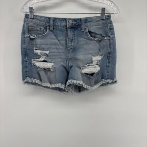 altared state distressed denim shorts light wash size 27‎ ripped frayed hem